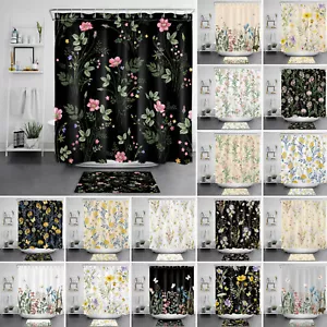 Plant Butterfly Daisy Colorful Wildflower Shower Curtain Set for Bathroom Decor - Picture 1 of 96