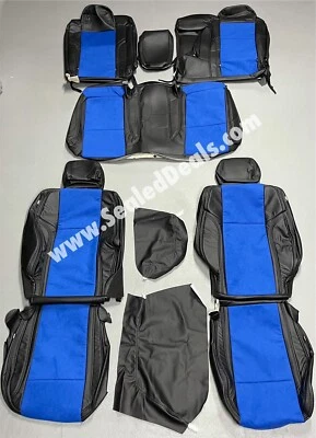 2015 -> 2021 Dodge Challenger Leather Suede Seat Covers Sapphire Blue - Image 1 of 4