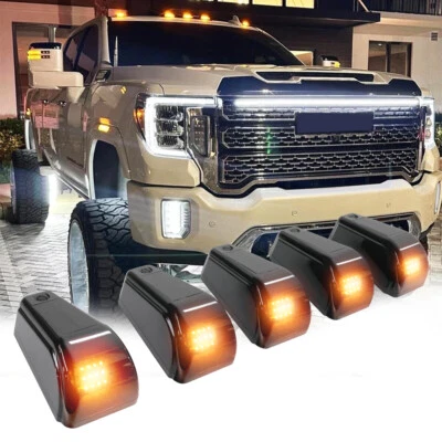 For GMC Sierra 1500 2500 3500 5PCS LED Top Cab Running Marker Roof Lights Amber - Image 1 of 4