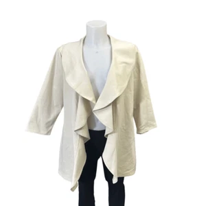 Kay Unger NY Ivory Shawl Collar Water Fall Open Cape Blazer sz 10 Stretch - Picture 1 of 9