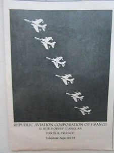 1960er PUB REPUBLIC AVIATION CORPORATION FRANCE F-105 THUNDERCHIEF ORIGINAL ANZEIGE - Bild 1 von 1