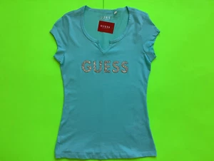 GUESS Los Angeles Women’s Short Sleeve T-Shirt Size SMALL Aqua Blue w/Silver - Picture 1 of 12