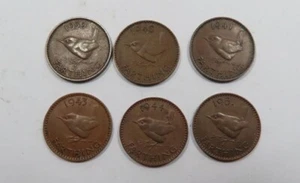 Great Britain George VI Six Wren Farthings 1939, 1940, 1941, 1943, 1944, 1951 - Picture 1 of 2