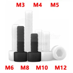 M3 M4 M5 M6-M12 CAP HEAD ALLEN BOLTS NYLON PLASTICS ALLEN KEY SOCKET CAP SCREWS - Picture 1 of 4