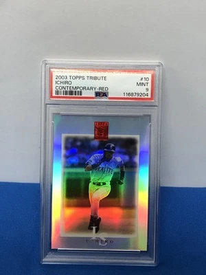 2003 Topps Tribute Contemporary Red Ichiro Suzuki 148/225 PSA 9 Pop 3 No Higher - Image 1 of 4