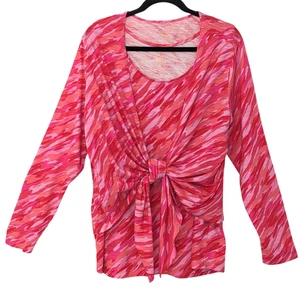 Belle by Kim Gravel Printed Slub Knit Shrug & Tank Top Set XL Pink Abstract Camo - Picture 1 of 12