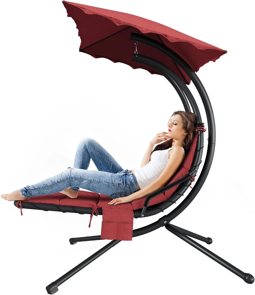 Outdoor Patio Chaise Lounge Chair Swing – Ergonomic Design, Weather Resistant - Image 1 of 4