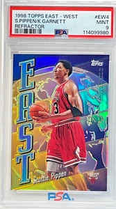 PSA 9 MINT 1998 TOPPS SCOTTIE PIPPEN KEVIN GARNETT REFRACTOR EAST-WEST #EW-4 - Picture 1 of 2
