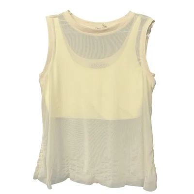 Dolan Left Coast 透明网眼覆盖背心奶油色无袖 M 码 — 第 1/4 张图片