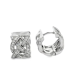 Ti Sento Milano Sterling Silver Cubic Zirconia Wide Huggie Hoop Earrings - Bild 1 von 1