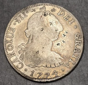Mexico 1774 8 Reales World Silver Coin With Chopmarks - Picture 1 of 2
