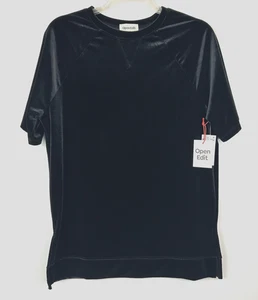 Open Edit Top Women M Black Velour Whimsygoth Oversized Stretch T Shirt Capsule - Picture 1 of 10
