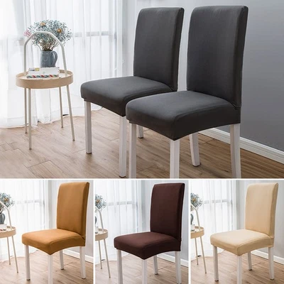 1/2/4/6Pcs Stretch Dining Chair Cover Solid Color Chair Slipcovers Home Decor - Image 1 of 4