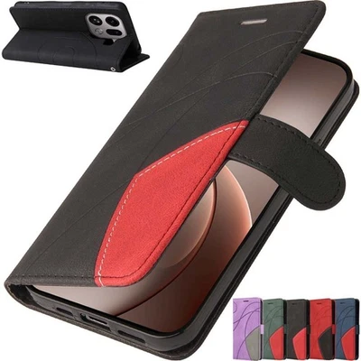 Flip Splice Leather Wallet Phone Case For OPPO Find X9 Pro X8 Reno 14 13 Pro 14F - Image 1 of 4