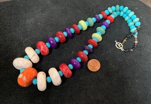 Graduate size mix color Large Howlite bead necklace/21"(g139-w5) - Picture 1 of 1