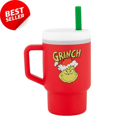 My 1st Tumbler Silicone Sippy Cup com Palha e Cabo Grinch Vermelho Sem BPA - Imagem 1 de 4