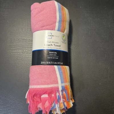 Toalla de playa tejida plana Mainstays toalla de playa de secado rápido 28"x58" nueva BIN M #459 Foto 1 de 4