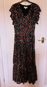 Apricot Patterned Summer Maxi Dress with Belt 12 M - Picture 1 of 5