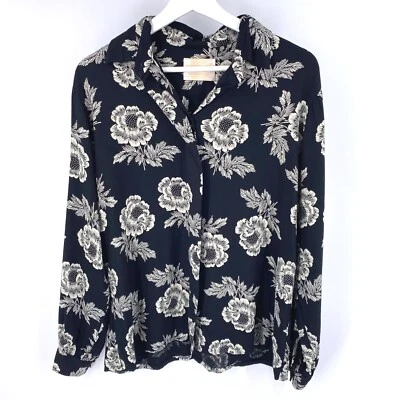 Vintage Pendleton Floral Blouse Size 14 Black Cream Rose Top  Cottagecore USA - Image 1 of 4