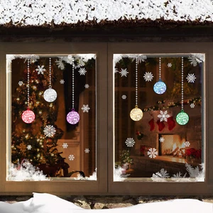 Christmas stained glass Bauble snowflakes Window Stickers Clings Reusable - Picture 1 of 5