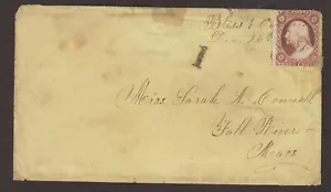 Rhode Island: Bliss Four Corners 1857 #26 Copertina, 1c Pagata per Consegna, DPO - Foto 1 di 2