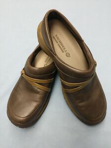 Merrell Women's Bracken brown leather slip-on shoes slides clogs 