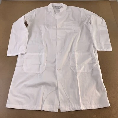 Fashion Seal Healthcare Unisex Lab Coat White Pockets Button Up Size 46 New - Image 1 of 4
