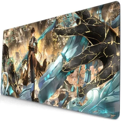 Genshin Impact Zhongli  RGB Large Mousepad Anime LED Gaming Desk Keyboard mat - Image 1 of 4