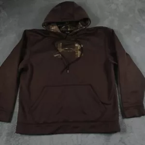 Under Armour Hoodie Mens XL Brown Hunting Pullover Fleece Camouflage Pockets - Picture 1 of 7