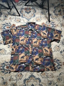 Tori Richard Marquises Hawaiian Shirt Mens XL Sea Turtle Fish Palm Tree Tiles - Picture 1 of 10
