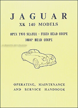 Manual del propietario Jaguar XK140 1954 1955 1956 1957 XK 140 manual de operación Foto 1 de 2