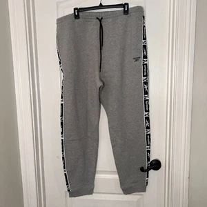 Reebok Mens Sweatpants XL Gray RI Tape Jogger Drawstring Pull On Stretch NWT - Picture 1 of 9