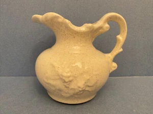 VTG Mid-Century studio Pottery Water Pitcher Speckled cream, Grapes Farm, 5-1/8” - Picture 1 of 12