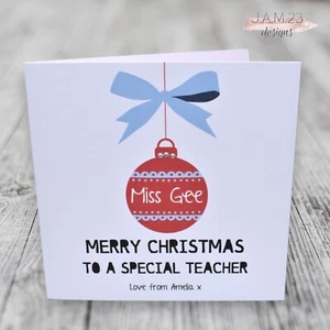 Personalised Christmas Teacher Card Teaching Assistant Carer Childminder - Picture 1 of 9