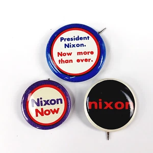Vintage 1972 Richard Nixon Presidential Campaign Assorted Pinback Buttons 3-Pcs - Picture 1 of 3