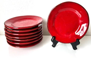 Crate And Barrel Carmen Red Appetizer Dessert Plates Sold Set of Two 6 3/4 Inch - Picture 1 of 9