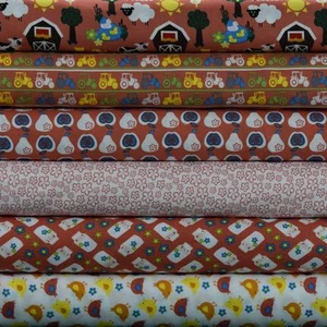 Fabric Freedom Farmyard 100% Cotton Fabric FQ Crafting Quilting Patchwork Coral - Picture 1 of 13