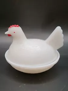 De colección Vaso de Leche Blanca Gallina En Nido Baratija Caramelo Plato con Tapas - Imagen 1 de 4