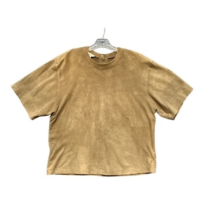 Linda Allard para Ellen Tracy Gamuza Cuero Top Talla 6 Botones Espalda Hippie Hobo Foto 1 de 4