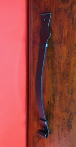 HANDLE-HAND WROUGHT-IRON PULL HANDLE-FRONT DOOR-VINTAGE "french gothic"-entrance - Picture 1 of 4