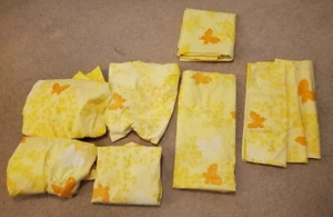 Vintage SPRINGMAID Sheet Fabric Retro Butterfly Yellow Orange White 8+ pounds - Picture 1 of 6