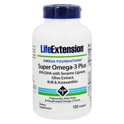 Life Extension Super Omega-3 Plus EPA/DHA w/Lignans,Olive,Krill&Astaxanthin,120 - Image 1 of 3