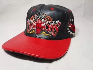 Chicago Bulls 1998 NBA Champions J.H. vintage Cappello regolabile in pelle di design (D6) - Foto 1 di 6