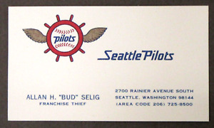 1969 Seattle Pilots BUD SELIG "Franchise Thief" Business Card FANTASY ITEM