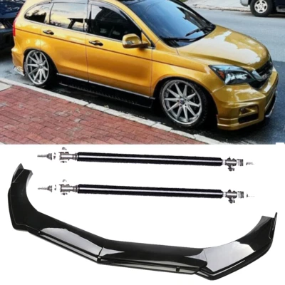 Front Bumper Lip Splitter Spoiler +Strut Rods Bar Rods For Honda Pilot 2003-2023 Foto 1 de 4