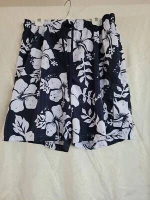 Sonoma Life Style Men's swim Trunks Size XL Blue & White Floral Hawaiian - Imagem 1 de 4