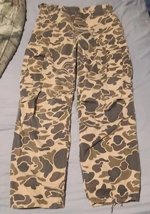 vintage duck bay camo canvas 70s-80s camo pants size 34 - Picture 1 of 7