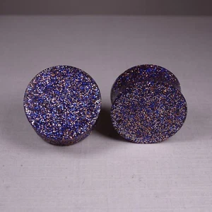 Blue and Copper Resin Ear Plugs - Ear Gauges - Double Flared - Handmade - Picture 1 of 1