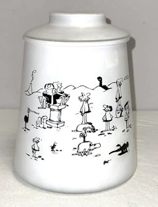 Bartlett Collins BC COMICS GROG CAVEMAN WHITE & BLACK COOKIE JAR W/ LID - Picture 1 of 2