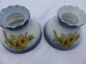 2 Tonos de Luz Vintage Antiguo Vidrio Leche GWTH Floral Margarita 8" 12121 A - Imagen 1 de 4